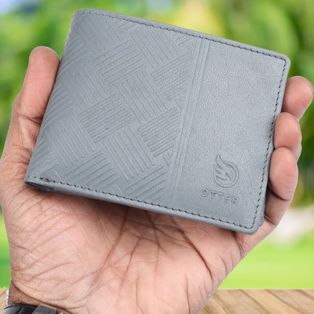 Men's 3-Card Genuine Leather Wallet with Coin Pocket – Grey (2217), additional view 2