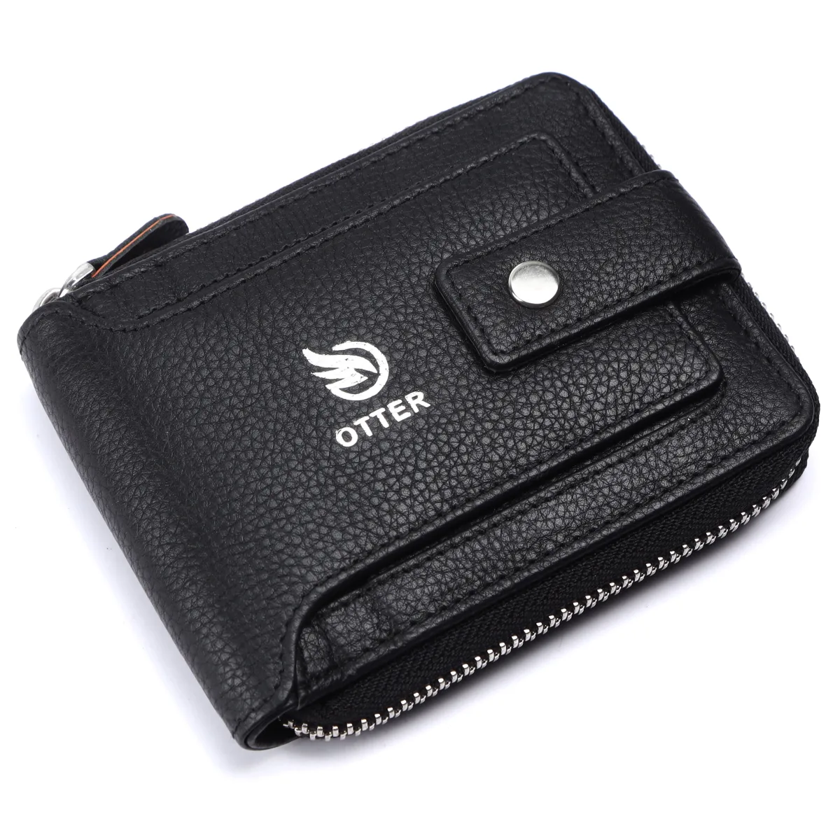 Men's 9-Card Genuine Leather Wallet with Coin Pocket – Black (2218), additional view 7