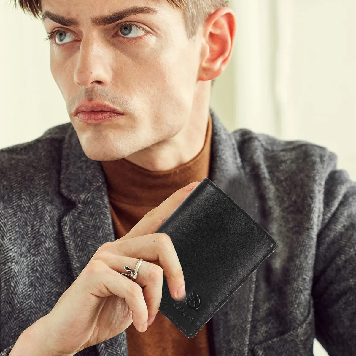 Men's 10-Card Genuine Leather Wallet – Black (2231), additional view 12