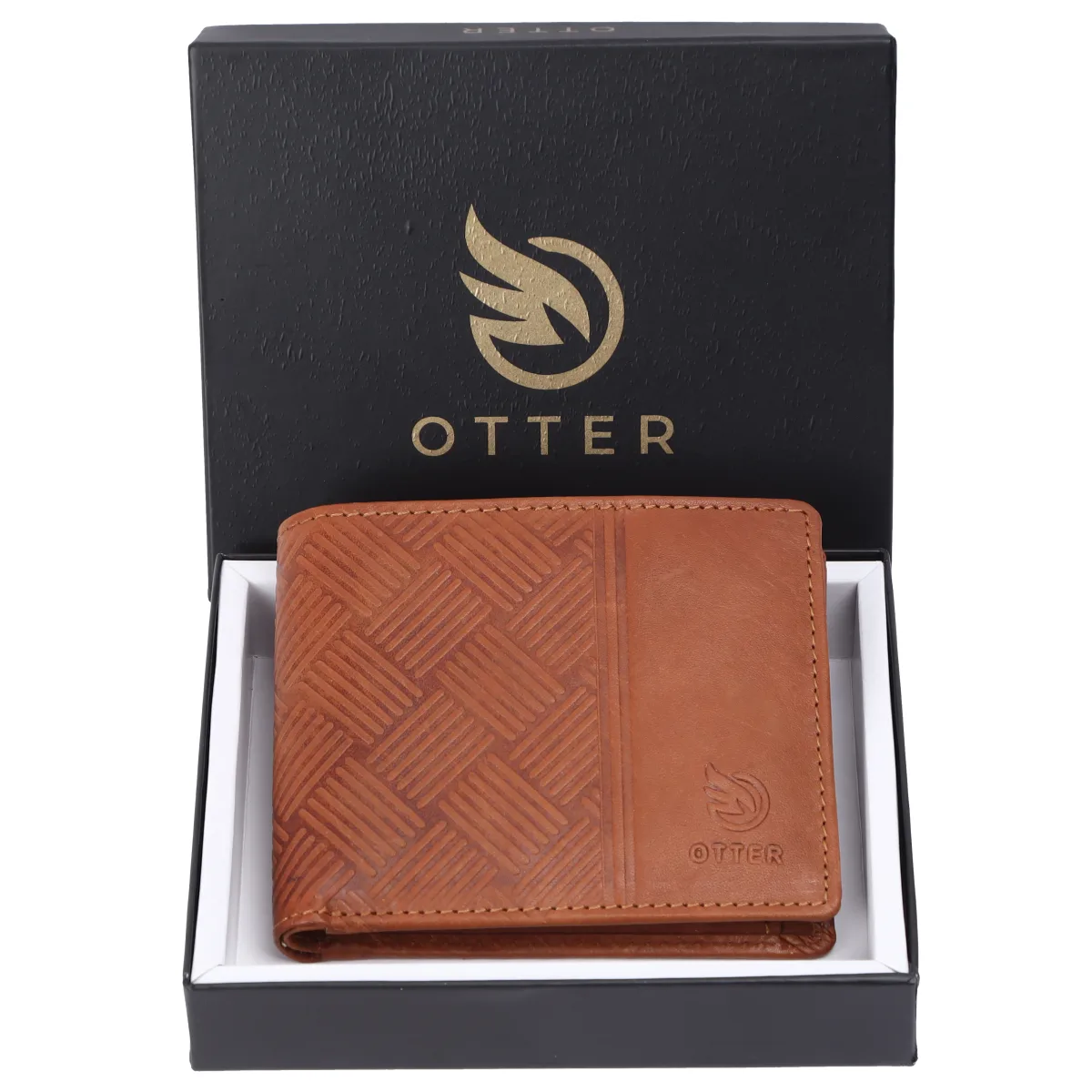 Men's Geometric-Embossed Genuine Leather Wallet – Tan (2220), additional view 8