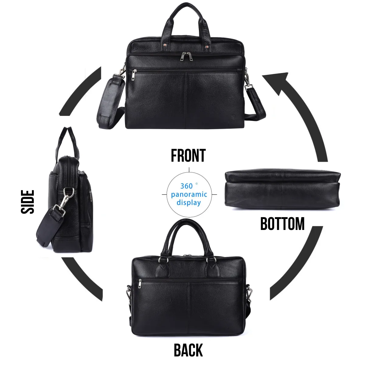 Genuine Leather Laptop Bag – Black (0605), additional view 7