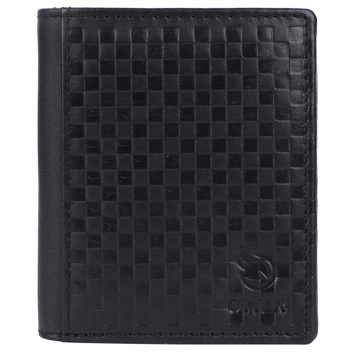Men's 10-Card Checkered Genuine Leather Wallet – Black (2219), additional view 4