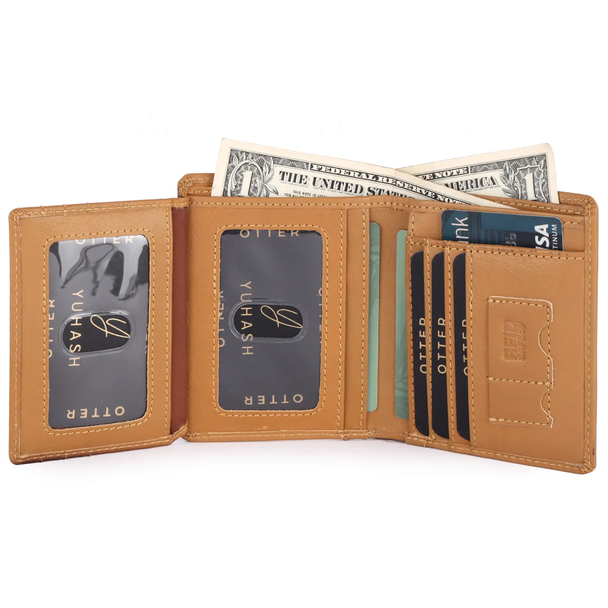 Men's 8-Card Vintage Genuine Leather Wallet – Tan (2234), additional view 4