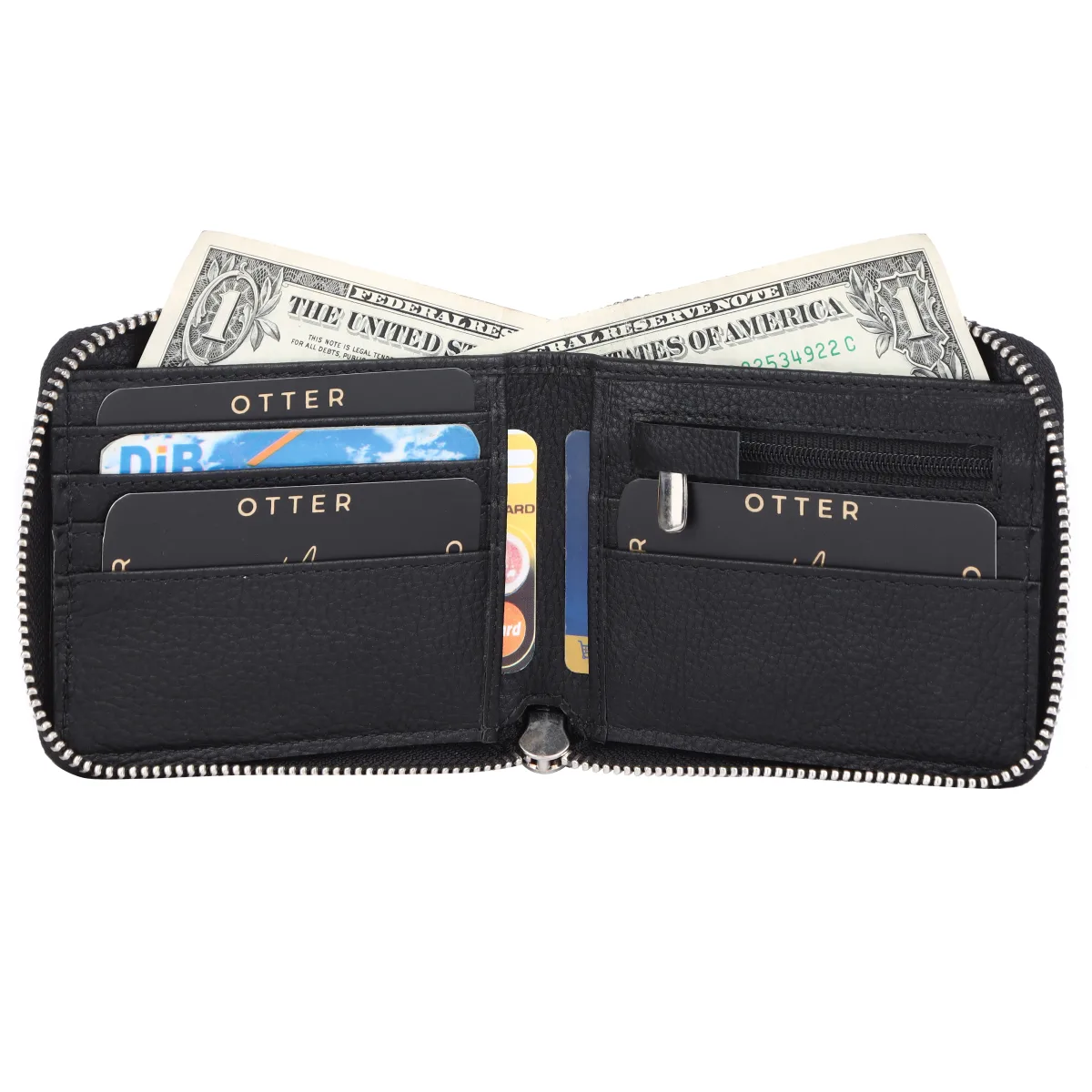 Men's 9-Card Genuine Leather Wallet with Coin Pocket – Black (2218), additional view 5