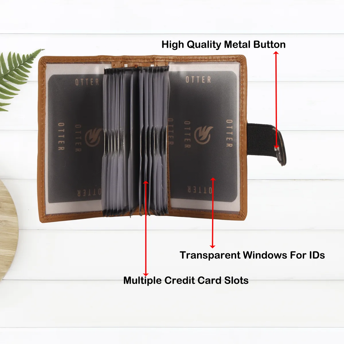 Men's 20-Card Genuine Leather Card Holder – Tan (2221), additional view 9