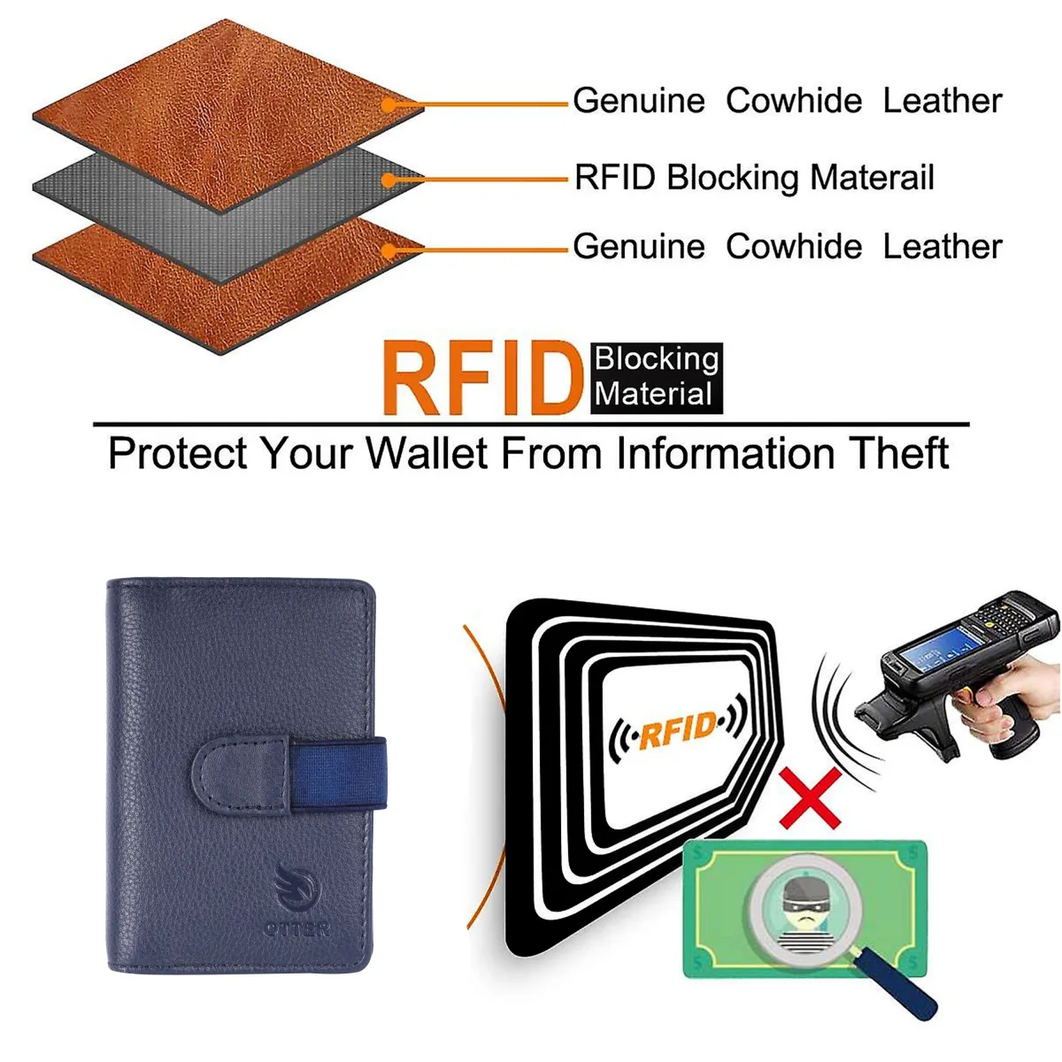 Men's 20-Card Genuine Leather Card Holder – Blue (2221), additional view 8