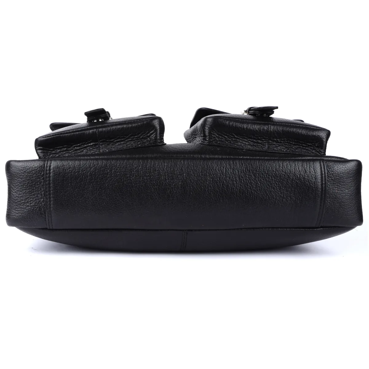 Dual-Pocket Genuine Leather Laptop Bag – Black (0604), additional view 7