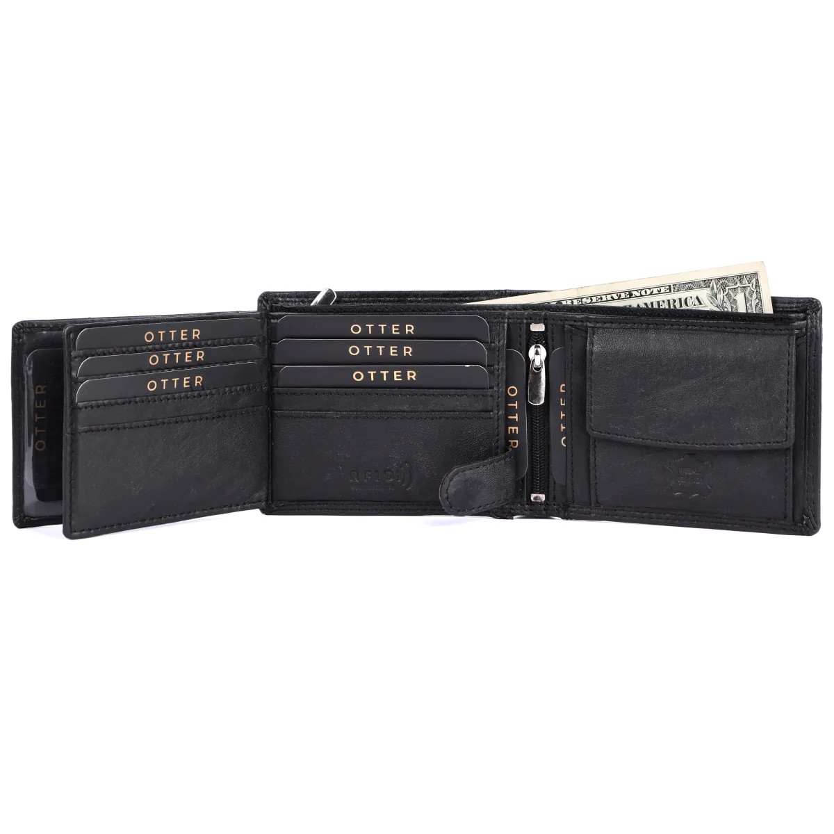 Men's 10-Card Genuine Leather Wallet – Black (2229), additional view 7