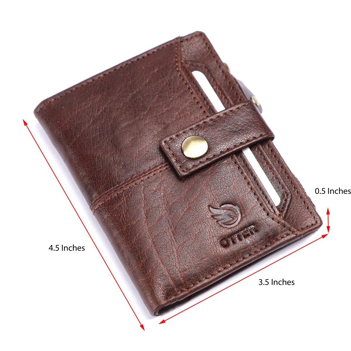 Men's 9-Card Genuine Leather Wallet with Coin Pocket – Brown (2203), additional view 3