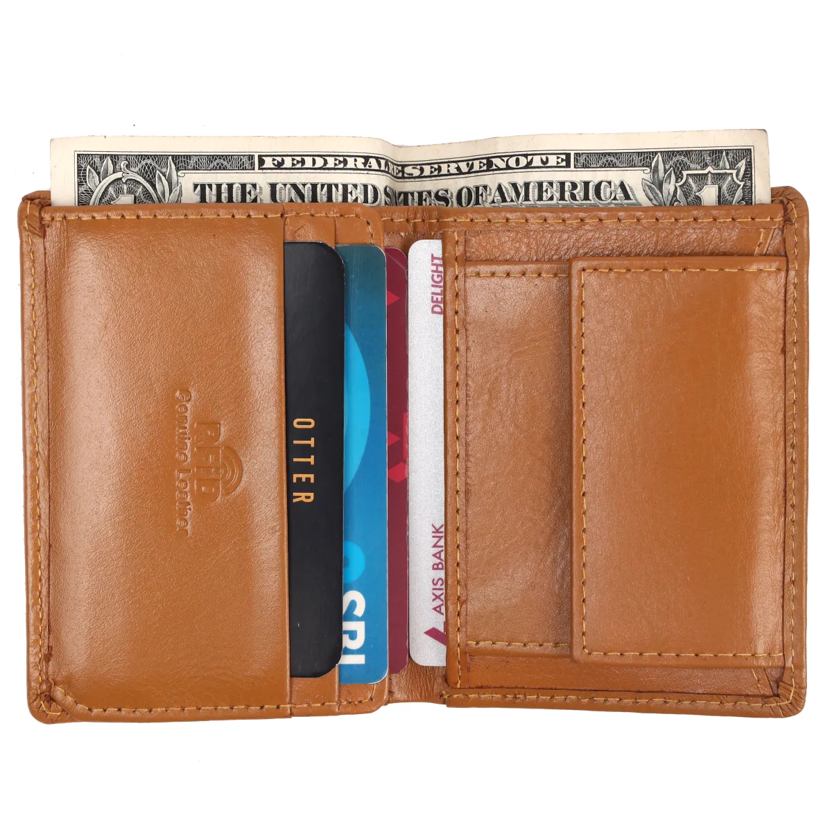 Men's 10-Card Genuine Leather Wallet – Tan (2231), additional view 4