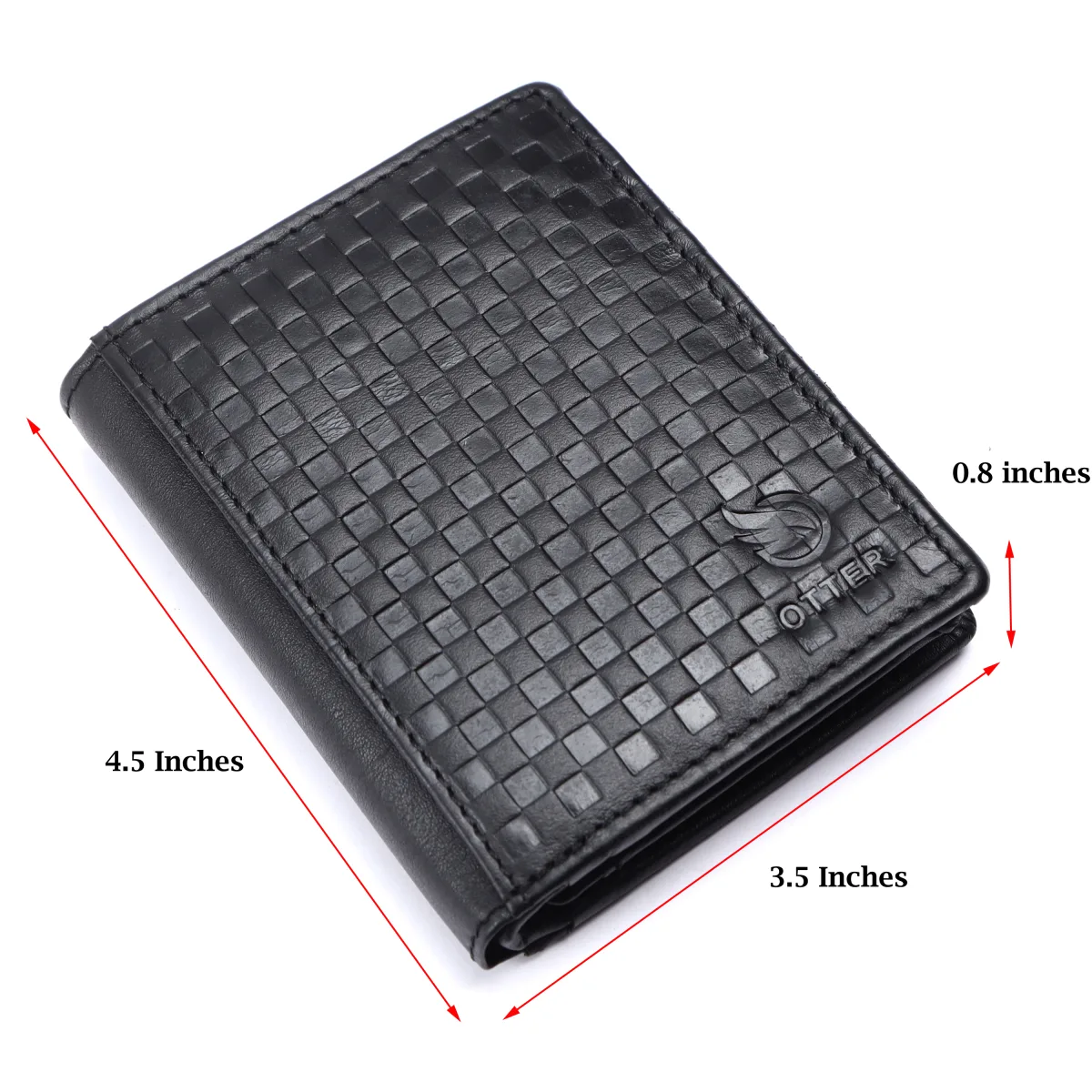 Men's 10-Card Checkered Genuine Leather Wallet – Black (2219), additional view 8