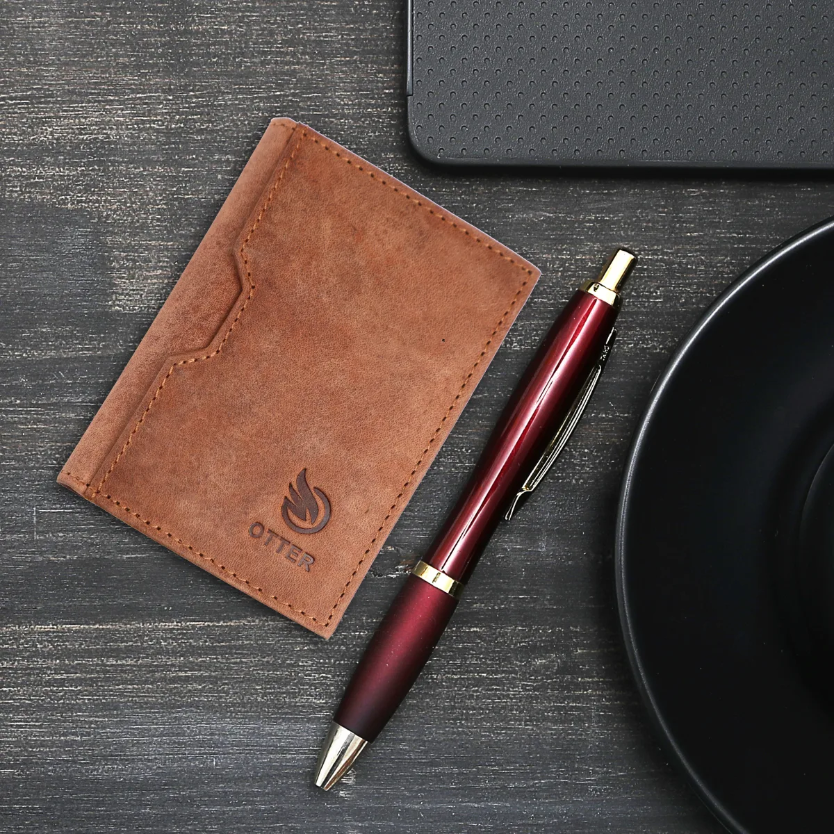 Men's 9-Card Genuine Leather Card Holder with Coin Pocket – Tan (2204), additional view 9